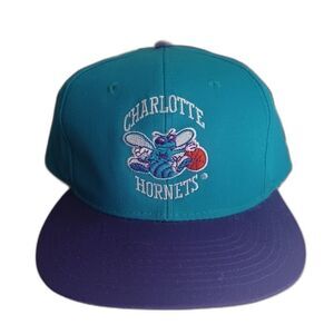 VTG 90s Charlotte Hornets Hat AJD Snapback Cap NBA Basketball